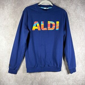 Aldi Sweatshirt Unisex Small Blue Aldi Gear Graphic Logo Pullover Fleece Novelty